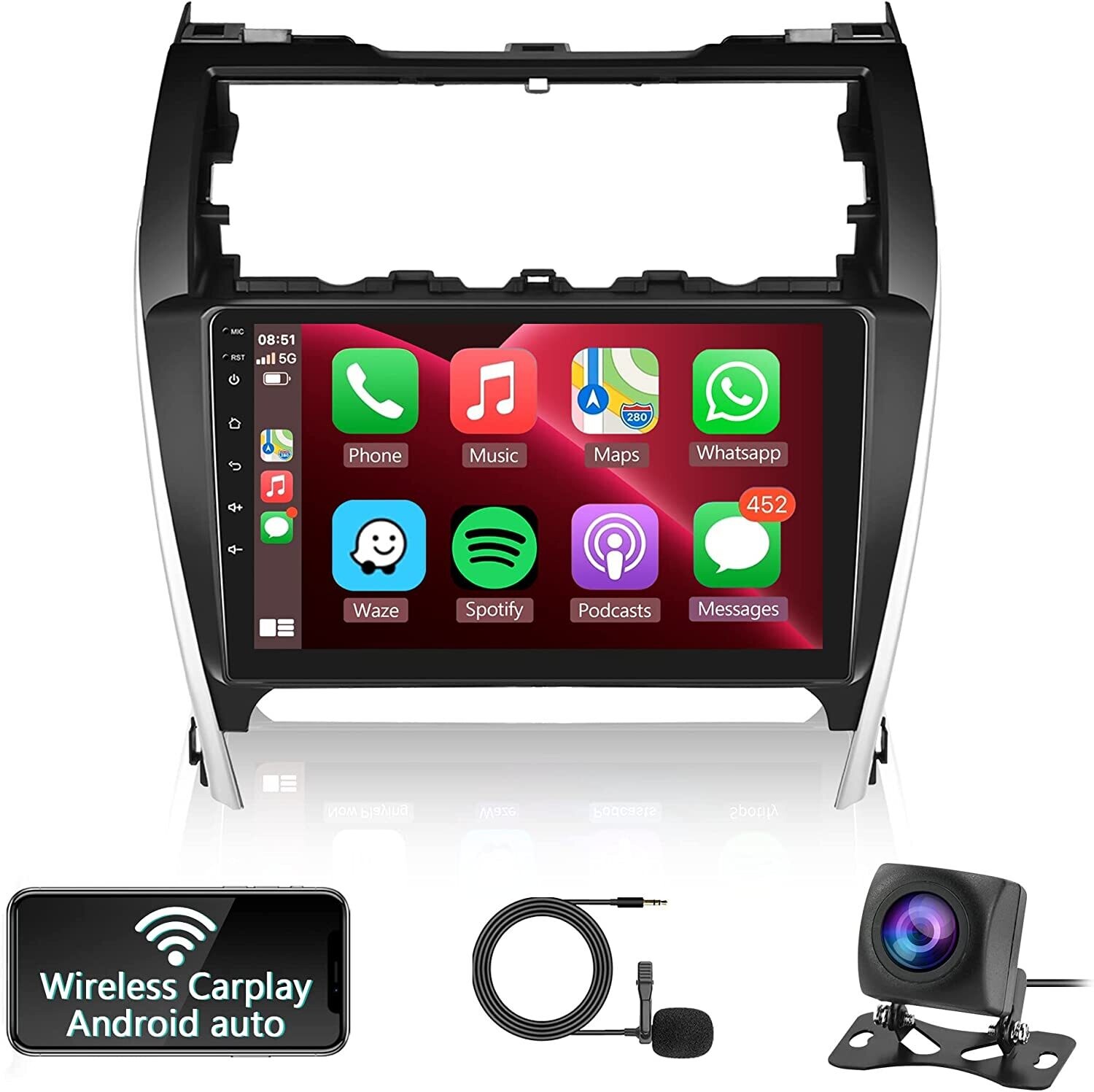 Toyota American Camry Android touch screen smart custom car stereo radio 10.1 inch, with bluetooth, GPS, Android auto and Apple Carplay 2gb 32gb. 2012, 2013, 2014