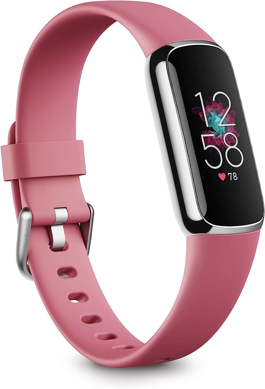 Fitbit Luxe Fitness and Wellness Tracker with Stress Management, Sleep Tracking and 24/7 Heart Rate, Orchid/Platinum Stainless Steel, One Size, S & L Bands Included