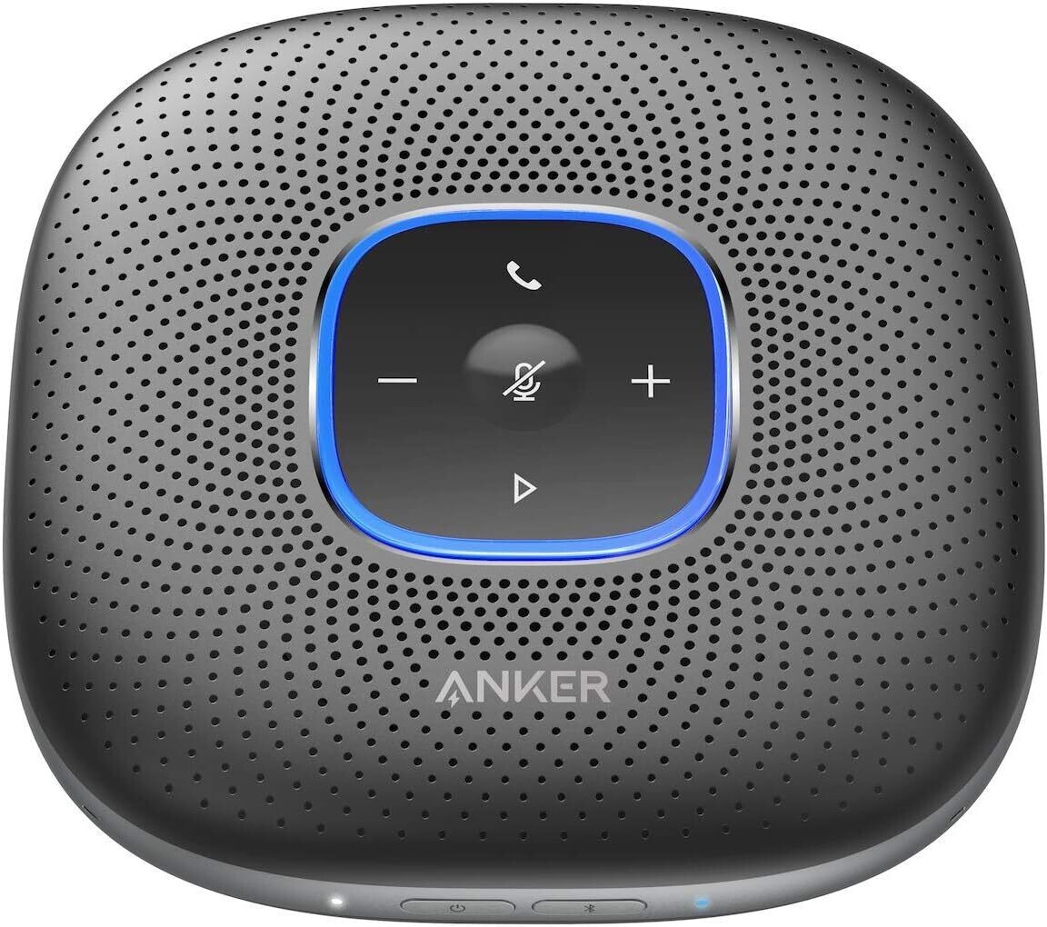 Anker PowerConf Speakerphone, Zoom Certified Conference Speaker with 6 Mics, 360° Enhanced Voice Pickup