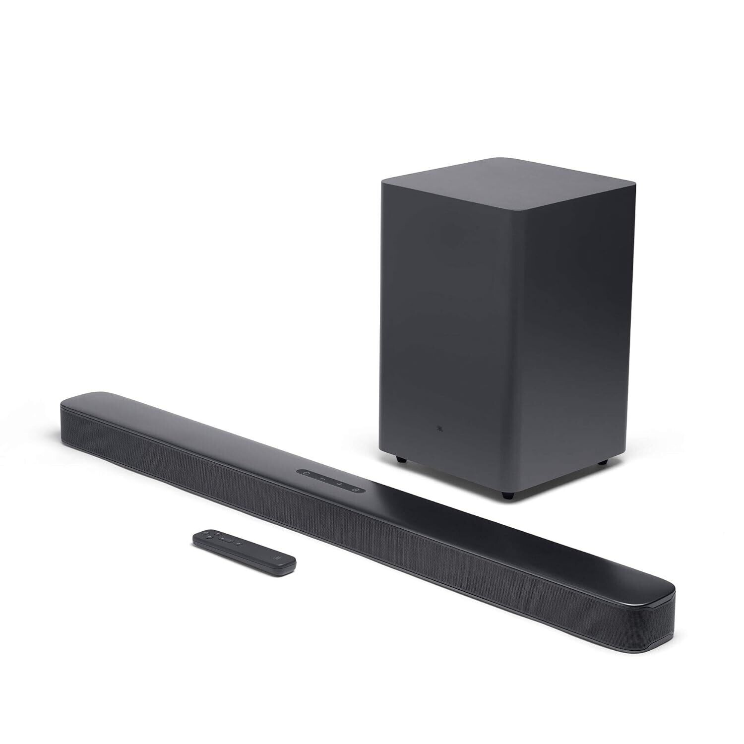 JBL Bar 2.1 Deep Bass, Dolby Digital Soundbar with Wireless Subwoofer for Extra Deep Bass, 2.1 Channel Home Theatre with Remote, Surround Sound, HDMI ARC, Bluetooth & Optical Connectivity (300W)