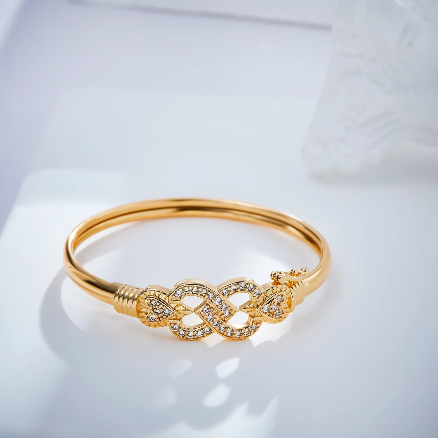 New Gold Plated zirconia adjustable anti tarnish bracelet valentine's gift 