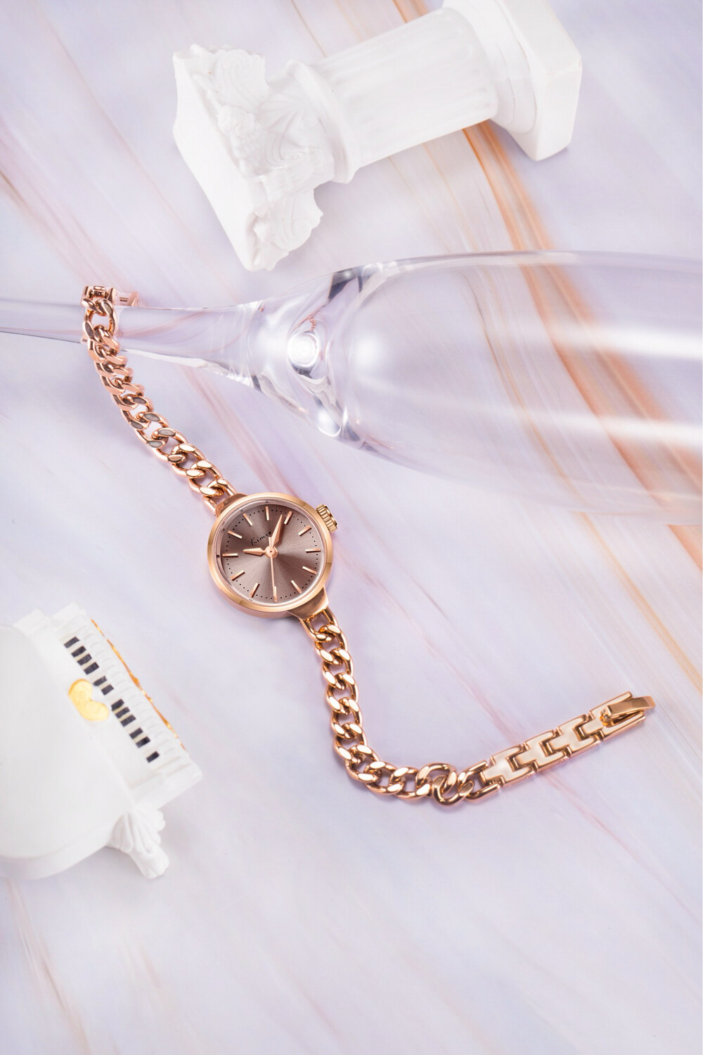 KIMIO Thin Brown Gold Valentines Gift Watch-K6510S-XZ1RRC