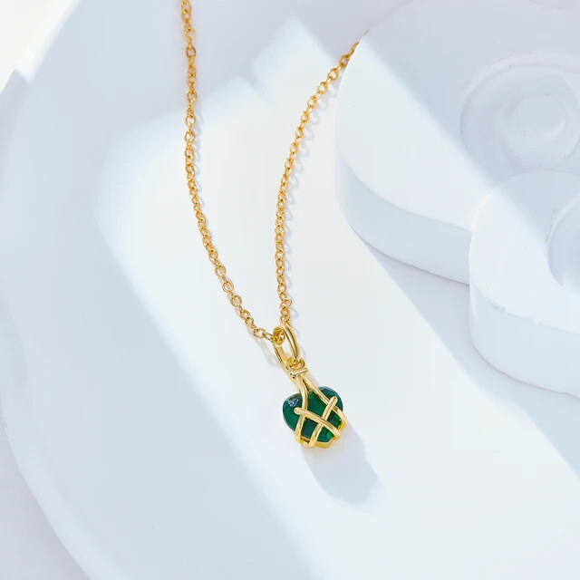 162X New Simple Colorful Fashion Jewelry Heart Shaped Pendant Women Gift-162X-green