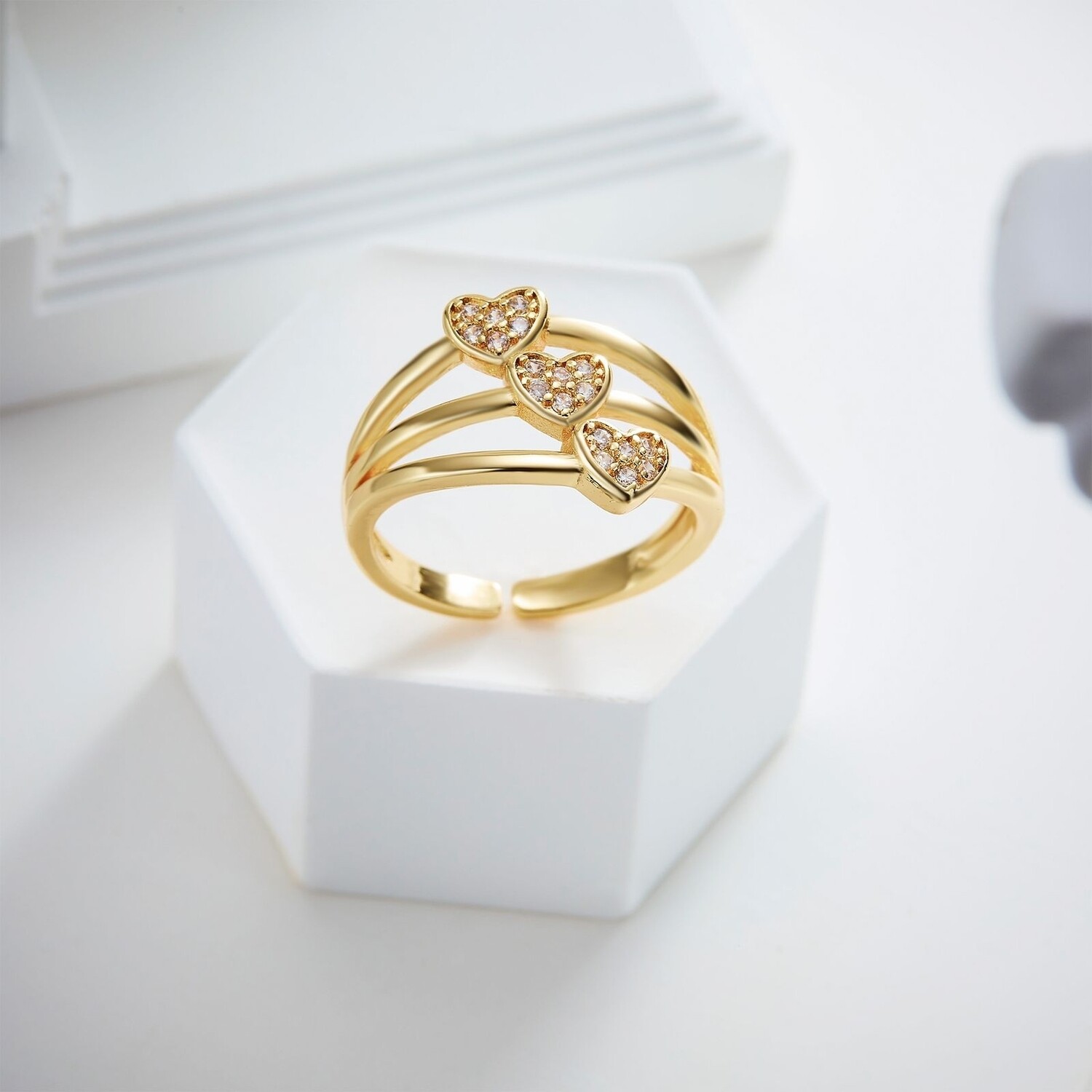 High profile New fashion 18k gold plated valentine ring gifts