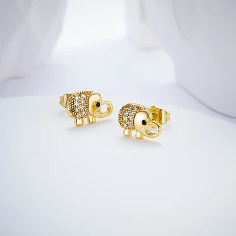 Fashion jewellery women cute elephant zirconia earrings