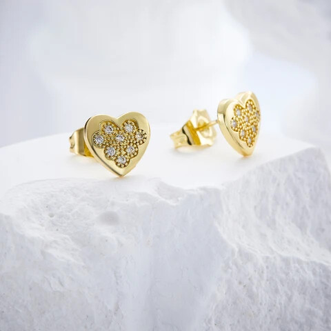 Fashion jewellery women cute heart zirconia earrings