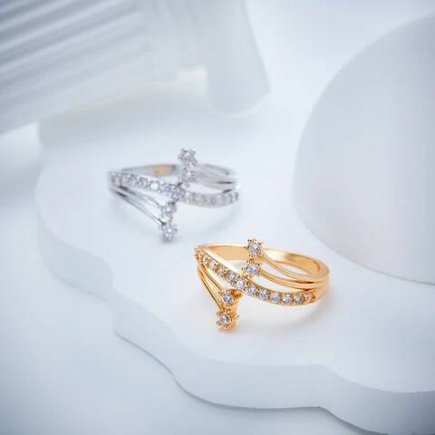 Couples valentine rings set gold and silver plated 