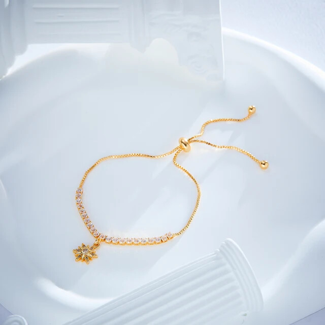 Fashion gold sunflower copper cute charm valentine gift bracelet