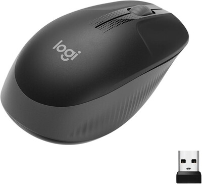 Logitech Wireless Mouse M190, Black, 18-Month Battery with Power Saving Mode, USB Receiver, Precise Cursor Control + Scrolling, Wide Scroll Wheel, Scooped Buttons