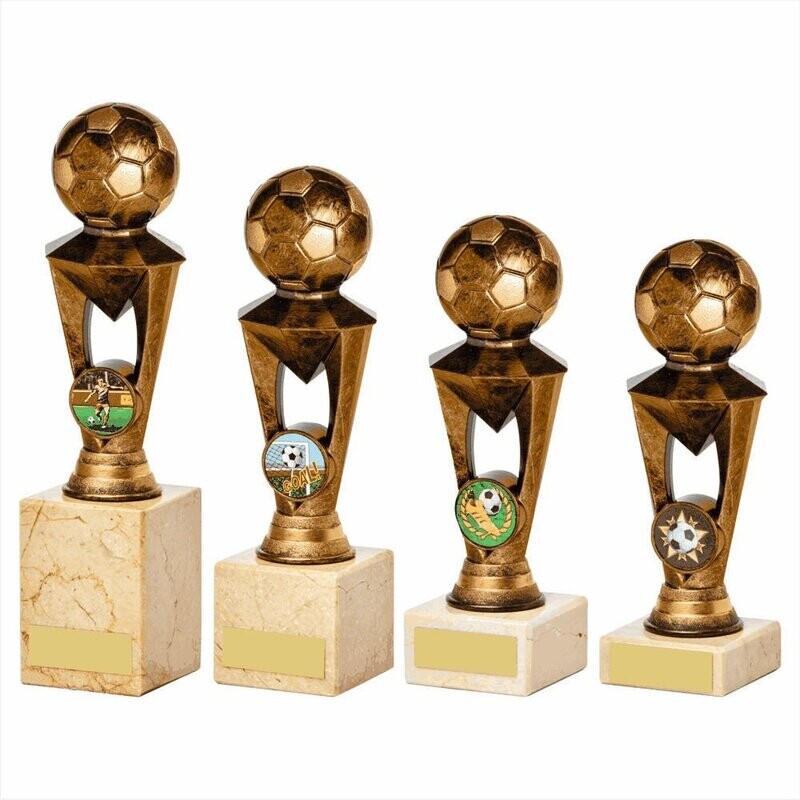 Football Ball on Stand On Cream Marble Base (Available in  4 Sizes)