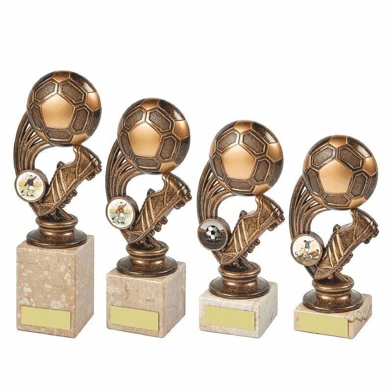 Football Boot n Ball Award on Cream Marble Base