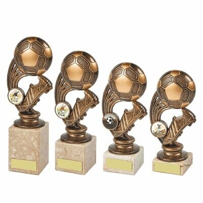 Football Boot n Ball Award on Cream Marble Base (Available in 4 Sizes)