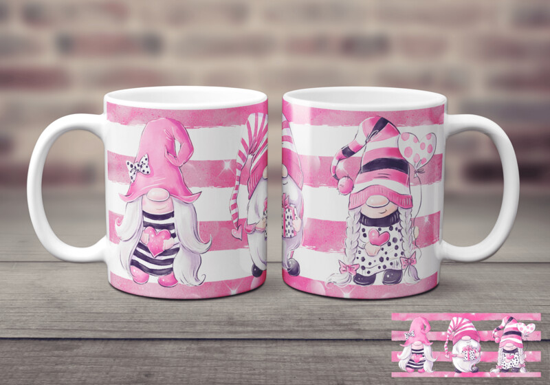 Valentine Mug with trio of Gnomes