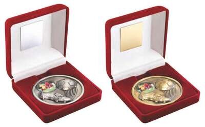 70mm Football Medal In Box (2 Colours)