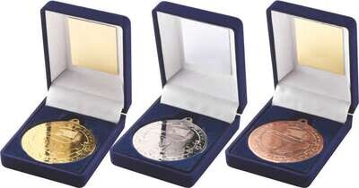 50mm Football Medal In Box (3 Colours)