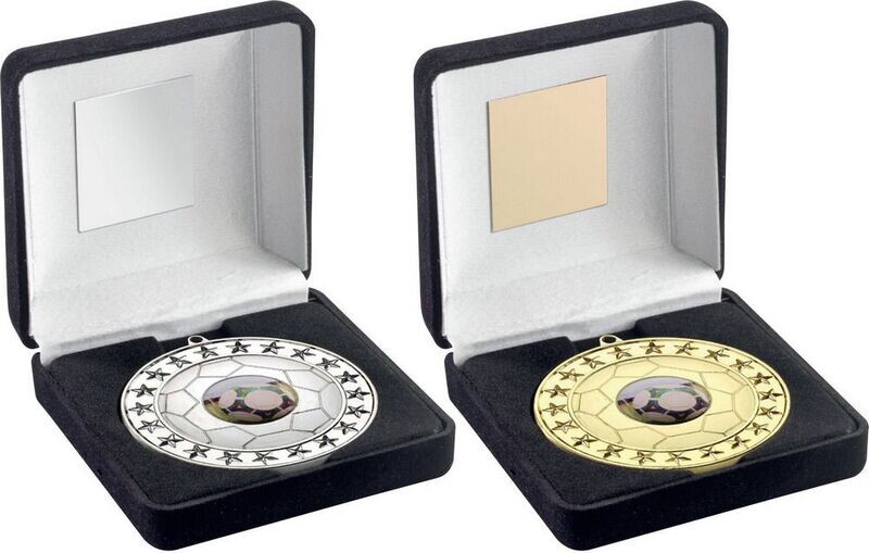 70mm Football Medal In Box (2 Colours)