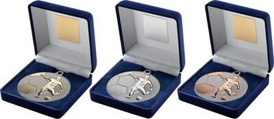 70mm Football Medal In Box (3 Colours)