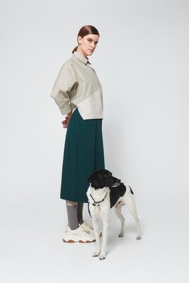 grafische Bluse beige