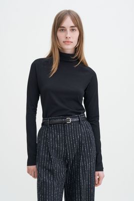 Cotton Turtleneck Top black