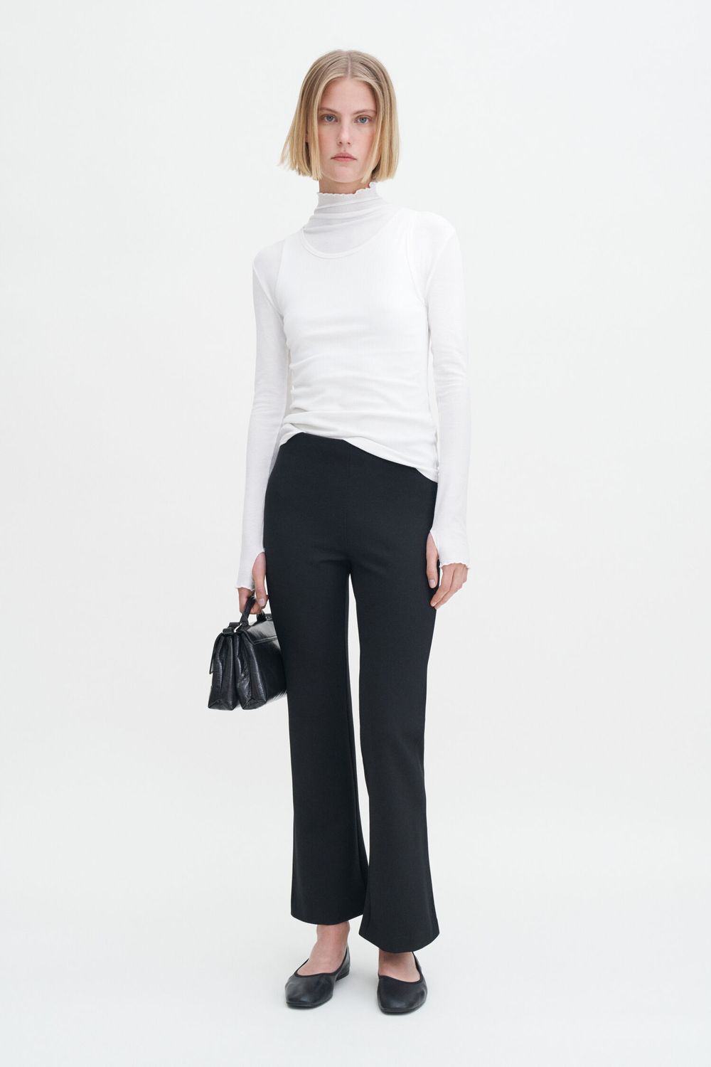 Flared Jersey Trousers black