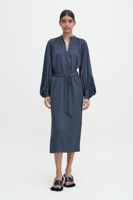 Belted longsleeve dress dawn blue