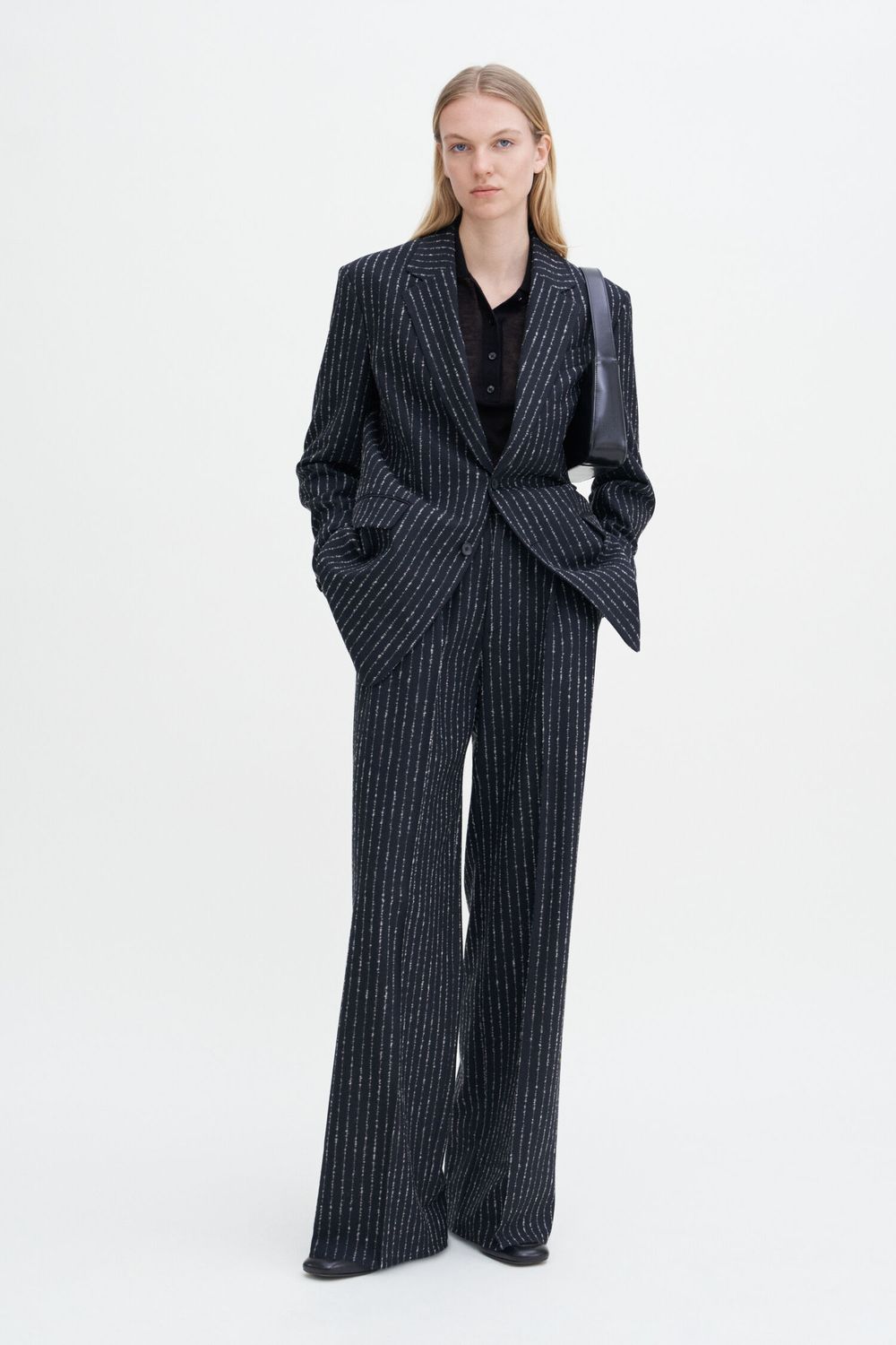 Davina pinestripe blazer black