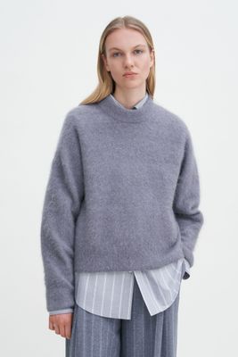 Fluffy Sweater lila-grau