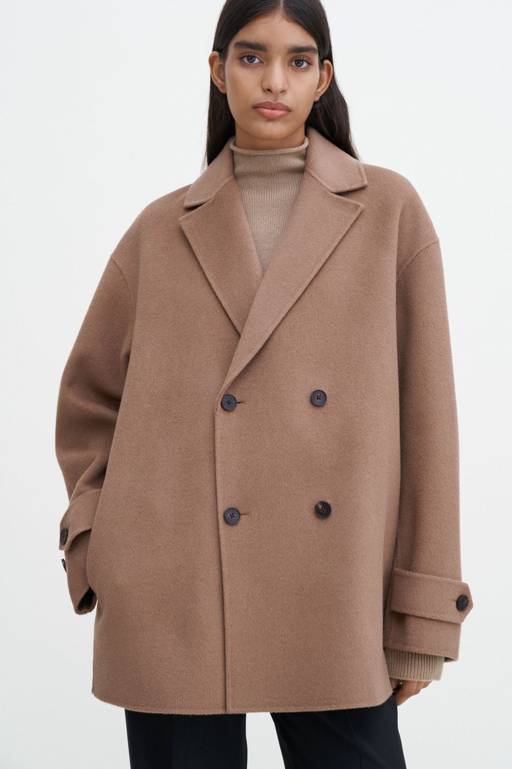 Wool cashmere jacket dark khaki
