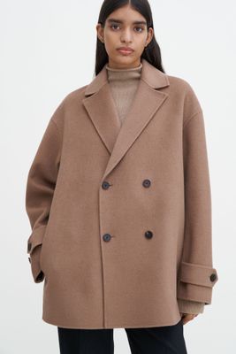 Wool cashmere jacket dark khaki
