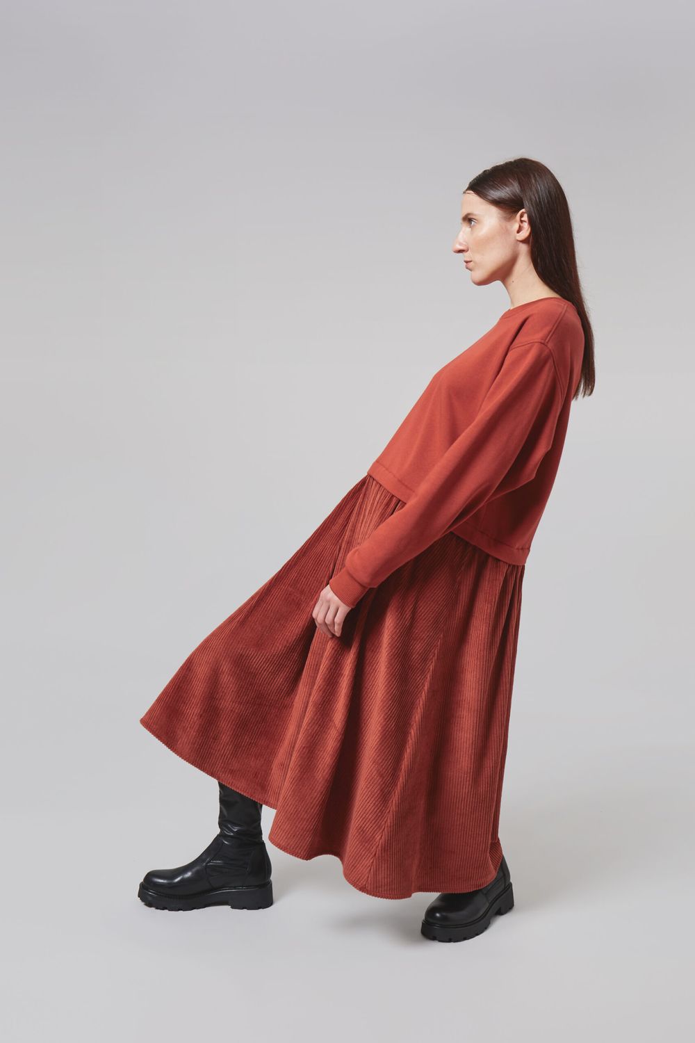 Cordkleid orange