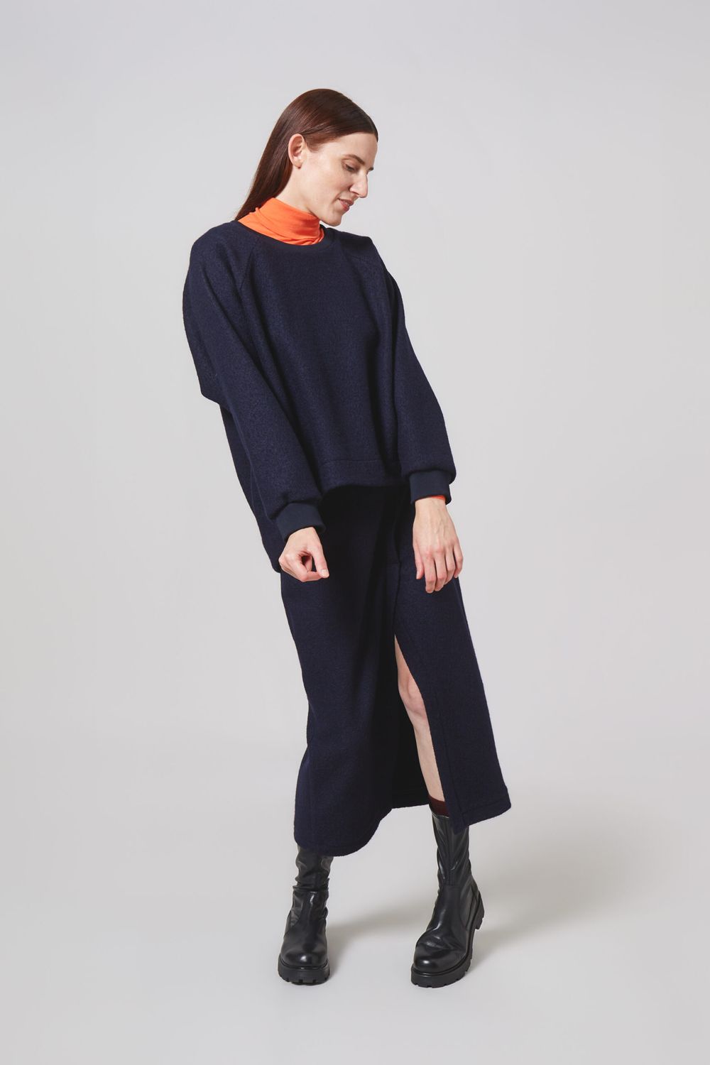 Jupe Wollwalk dunkelblau