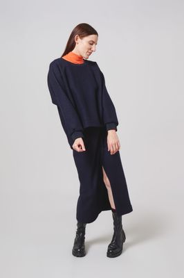 Jupe Wollwalk dunkelblau