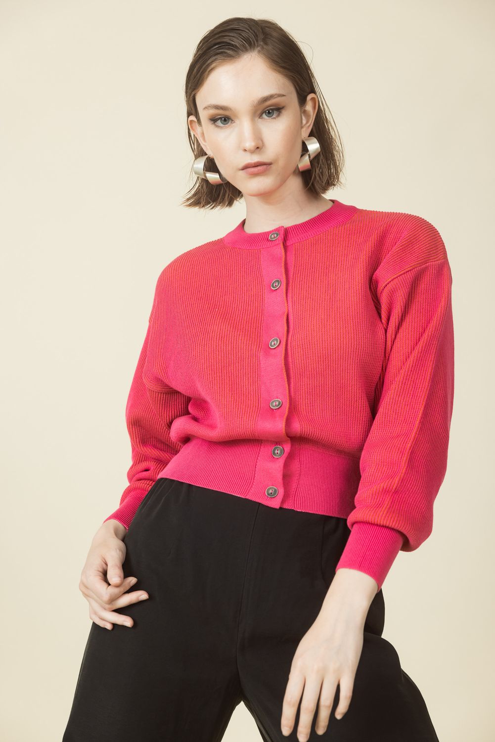 Strickjacke &quot;SHIMMER&quot; pink/chili