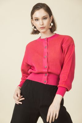 Strickjacke &quot;SHIMMER&quot; pink/chili