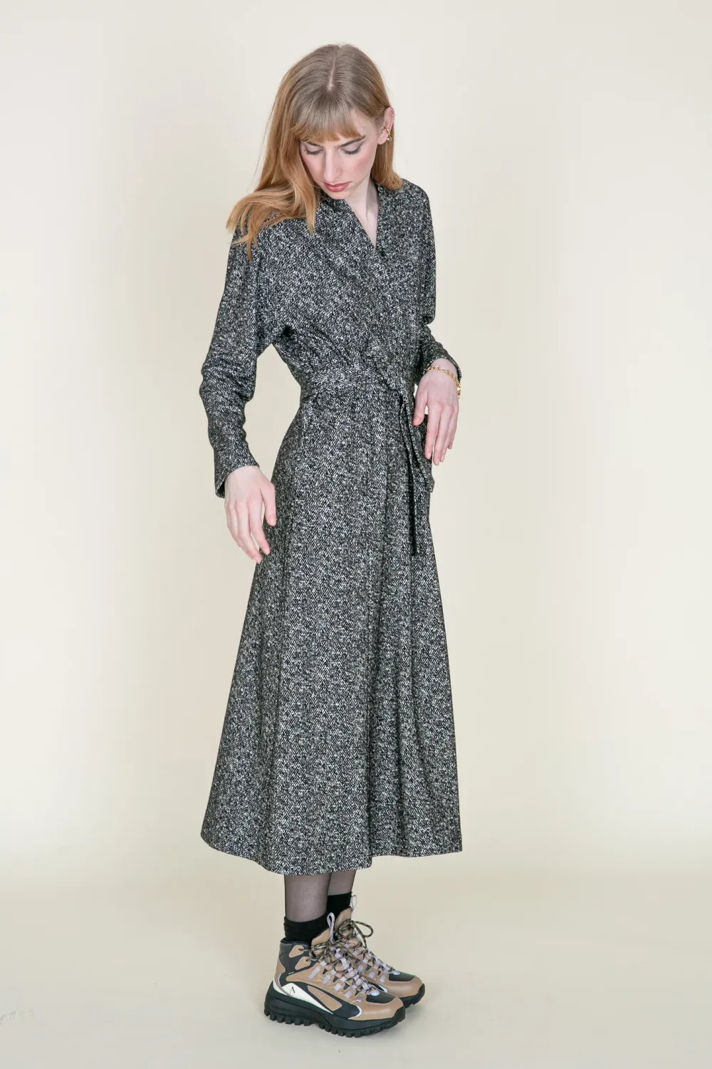 Kleid CRÈME grey motiv