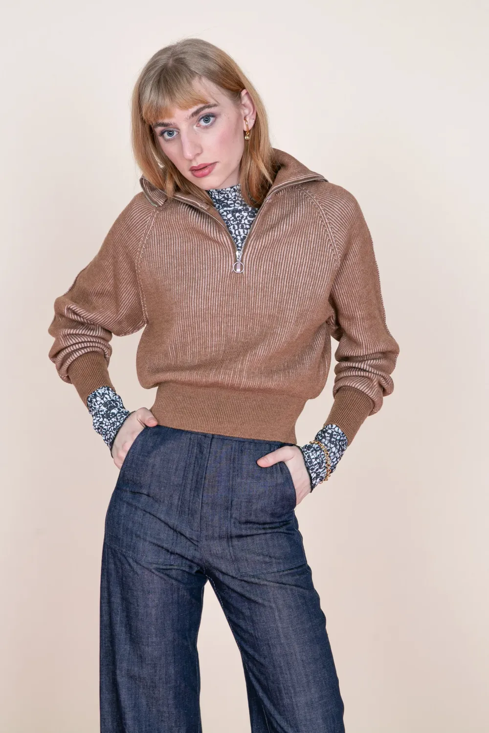 Pullover &quot;SHIMMER&quot; Camel/light Pink
