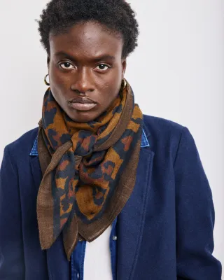 Foulard LEOPARD bronze khaki