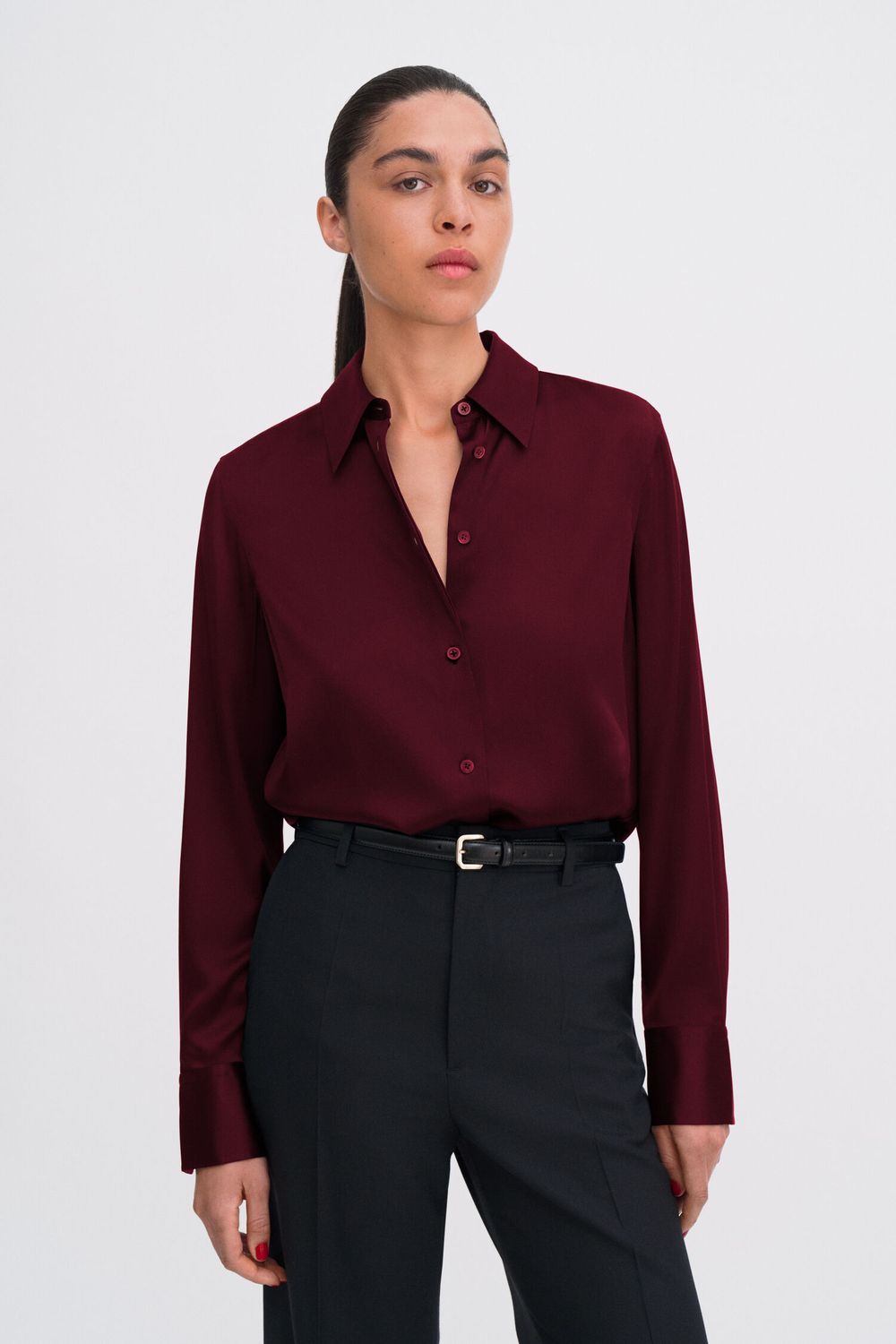 Bluse mit halber Knopfleiste burgundy