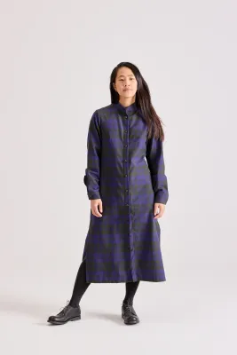 Hemdkleid LIN  Karo grün/violett