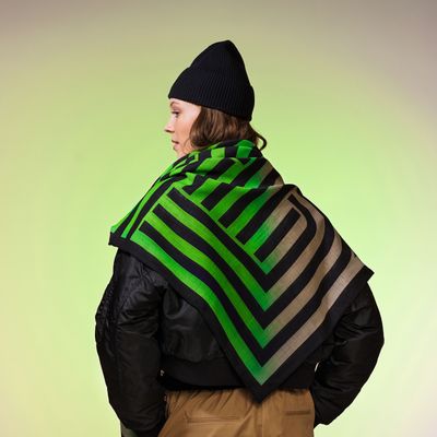 Grand Foulard Double Face Wool PISTE neon green