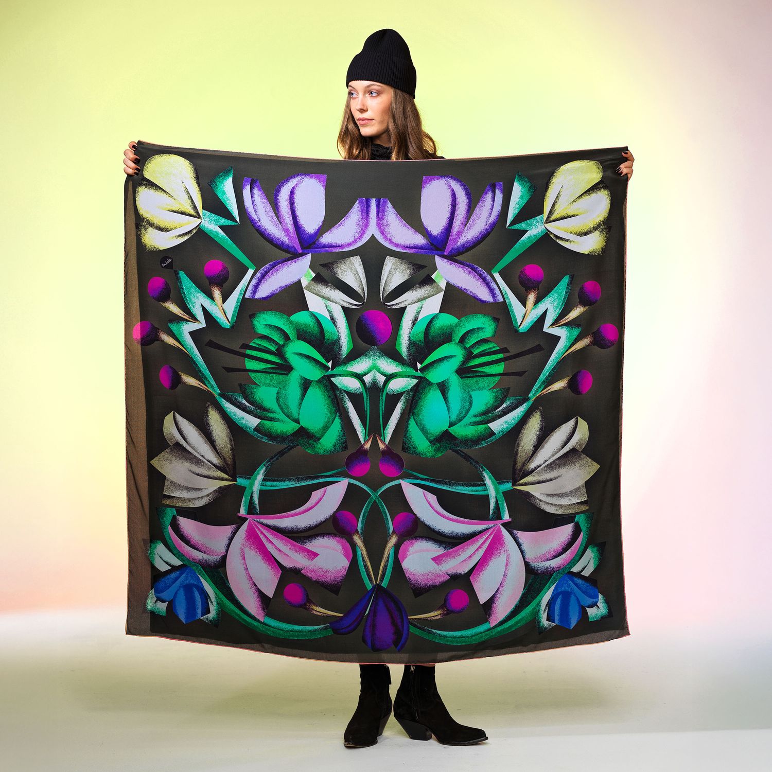 Grand Foulard BLOOMERY greenrose