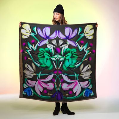 Grand Foulard BLOOMERY greenrose