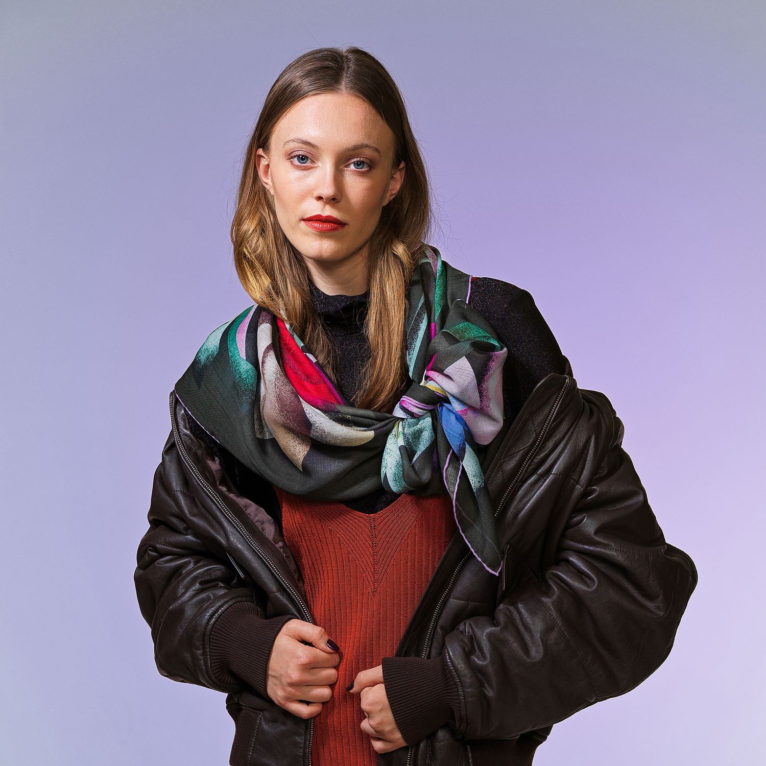 Grand Foulard Wool BLOOMERY redrose