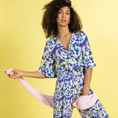 Bluse LIQUOR blau/rainbow