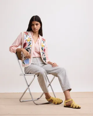 Hose PASTORA ecru navy gestreift