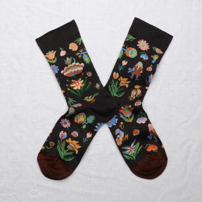 Socken Blumen und Vögel