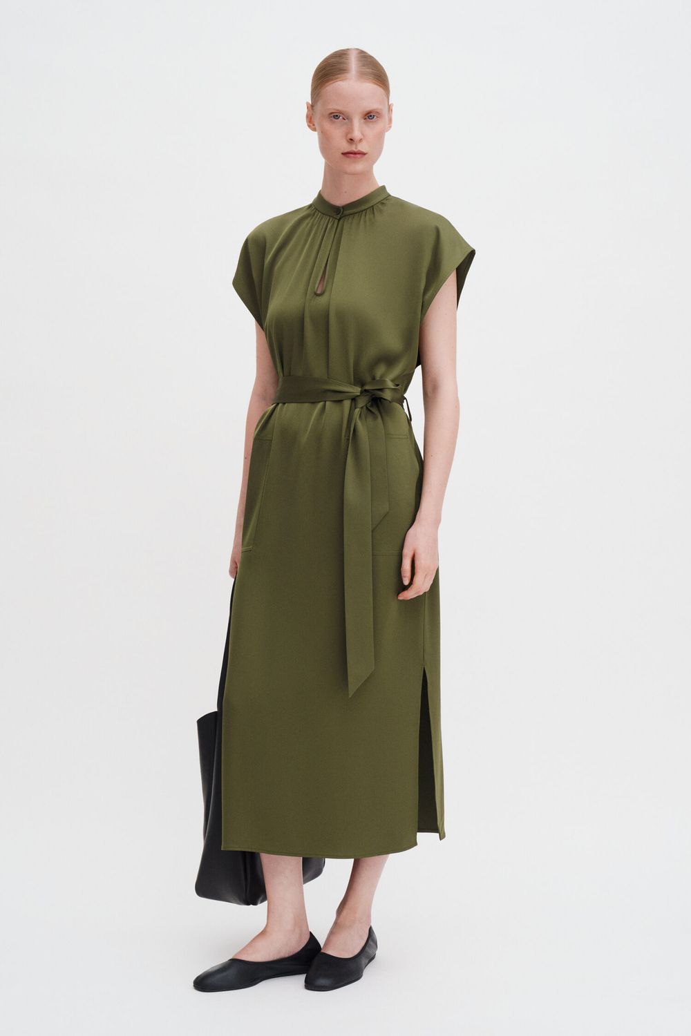 Stand Collar Dress laurel green
