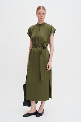 Stand Collar Dress laurel green