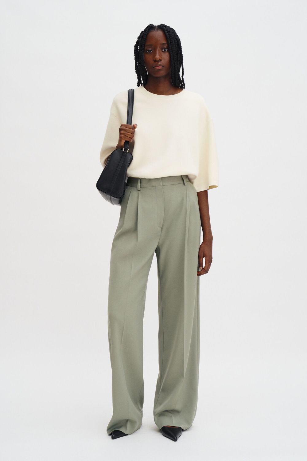 DARCEY wool trousers light green