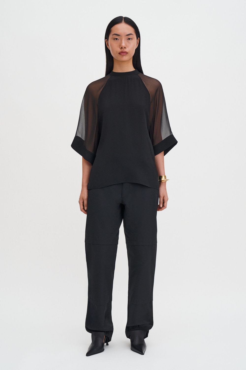 Sheer Raglan Blouse black